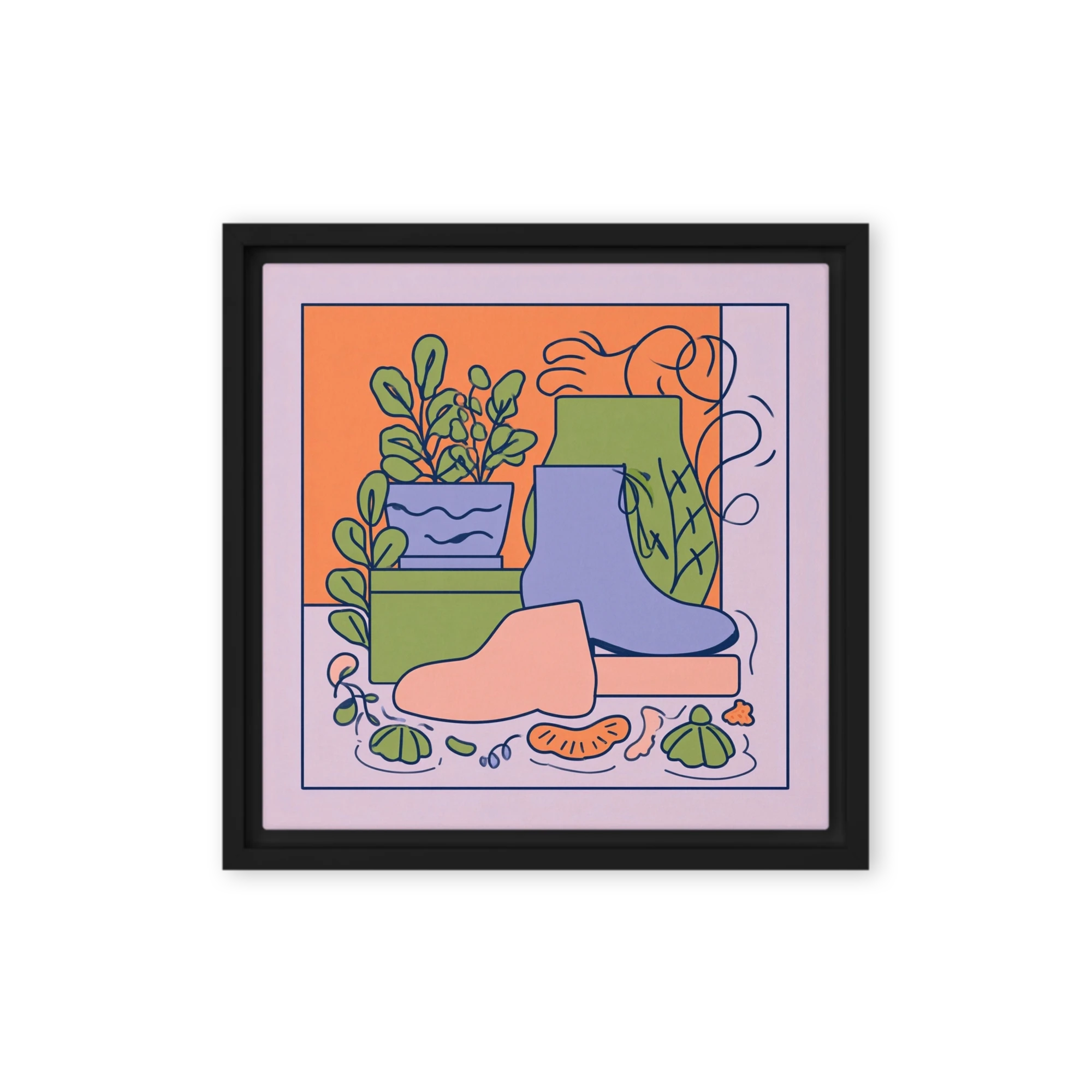 Botanical Still Life with Boots | Art Print
