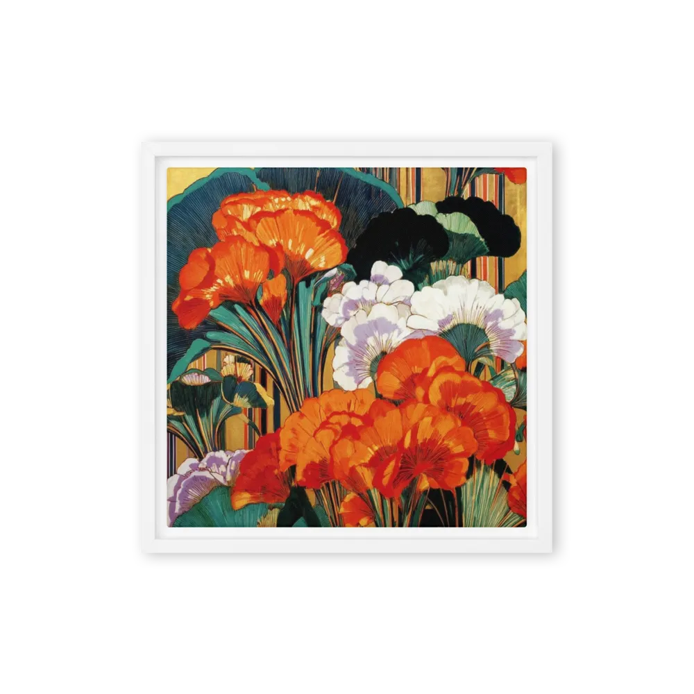Golden Art Nouveau Garden 
 Poster with White Frame | 12″x 12″
