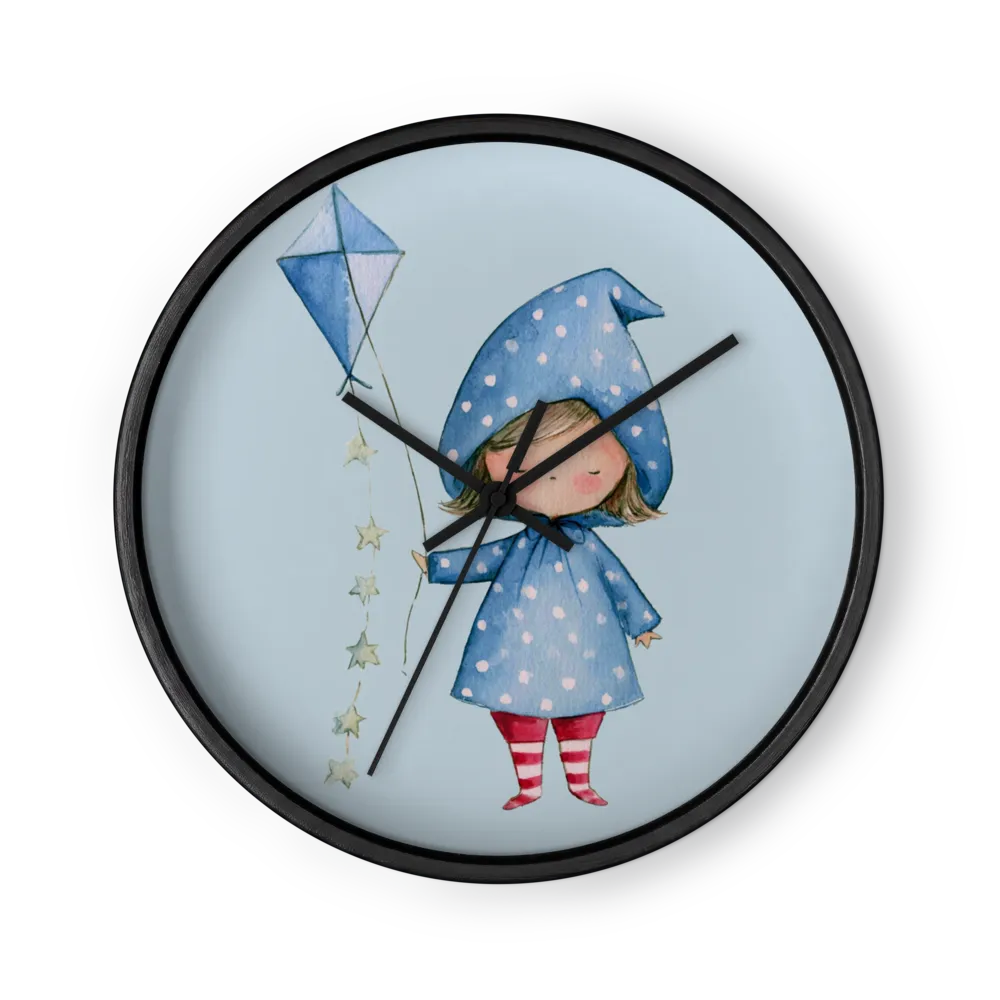 Girl with Blue Kite | Wall Clock