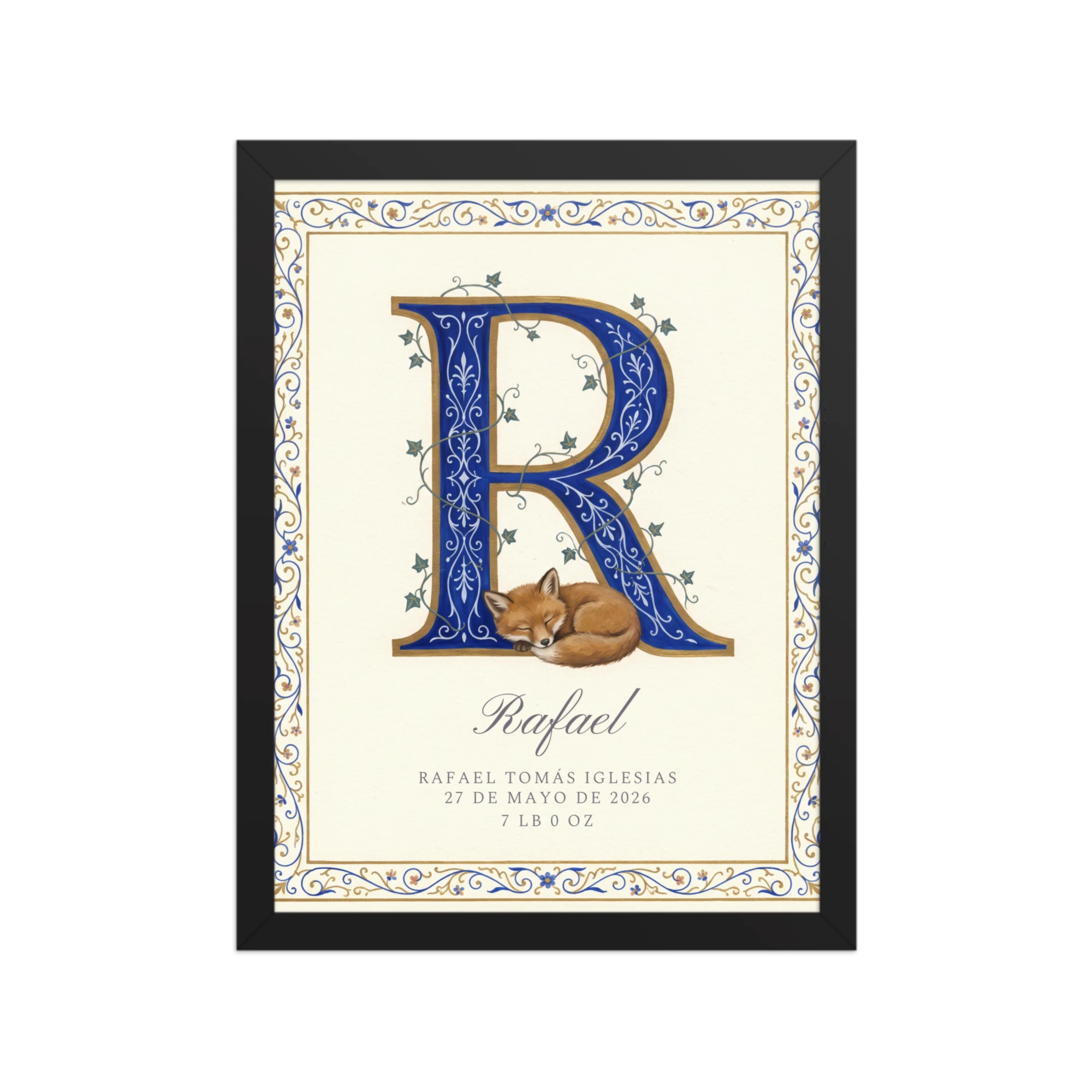 Illuminated Initial Nursery Name Art — example