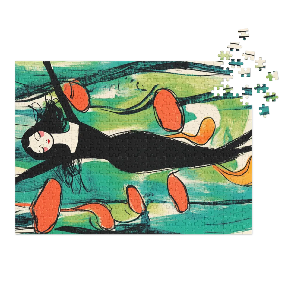 Modern Female Figure with Abstract Shapes | Jigsaw Puzzle (252/520 pieces)