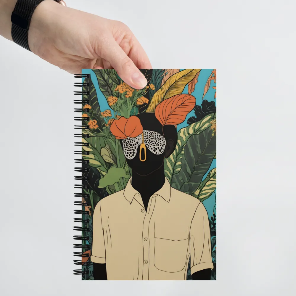 Tropical Elegance: The Masked Figure 
 Spiral Notebook | 140 pages
