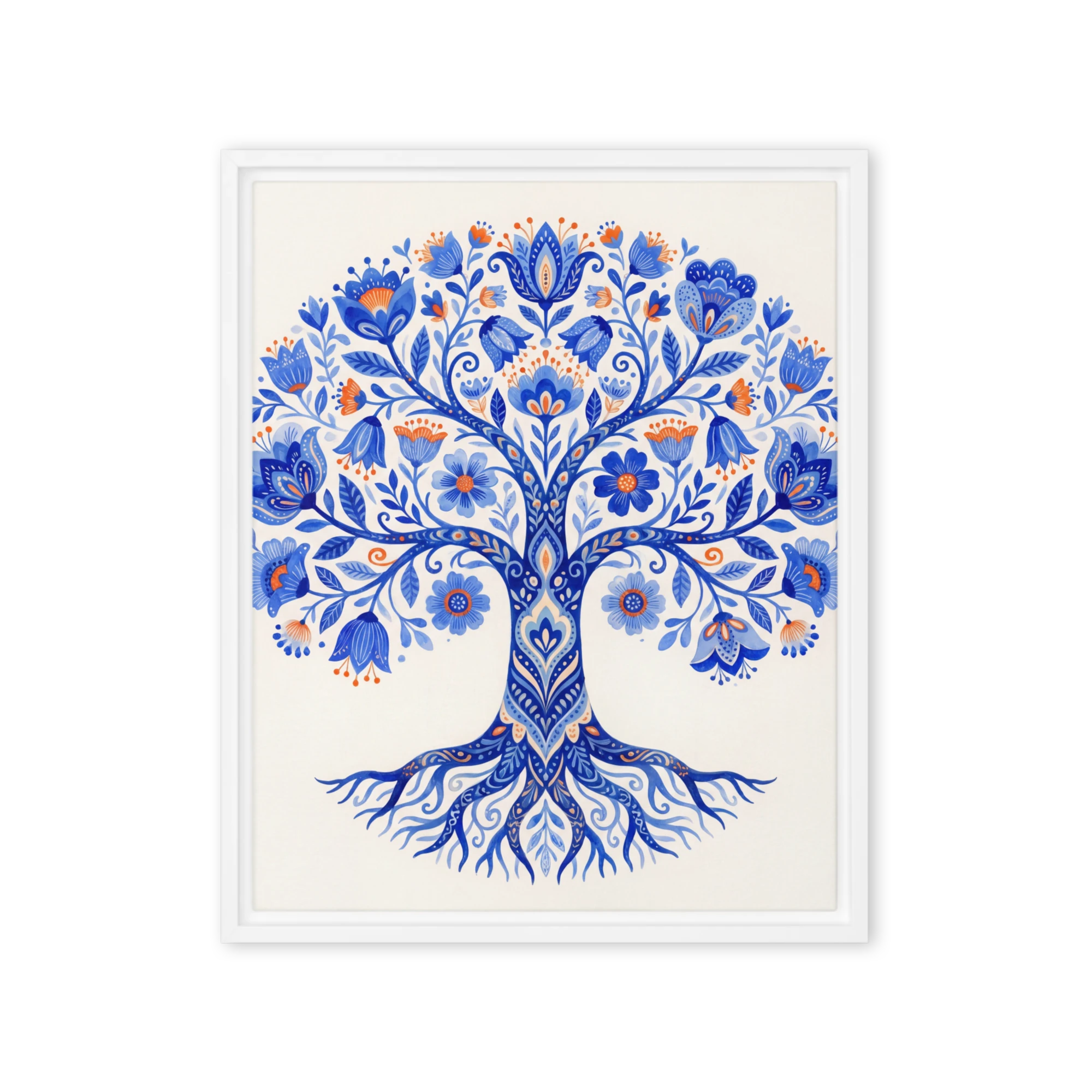 Blue Folk Art Tree of Life
