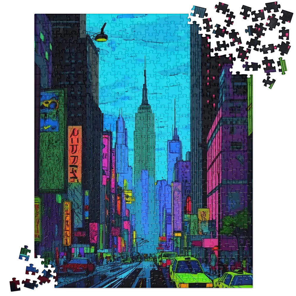 Cyberpunk Metropolis 
 Jigsaw Puzzle in Tin Box