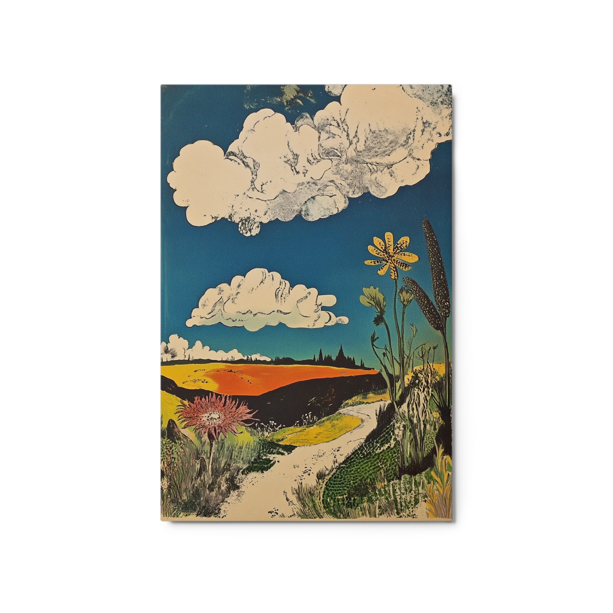 Surreal Landscape with Flowers