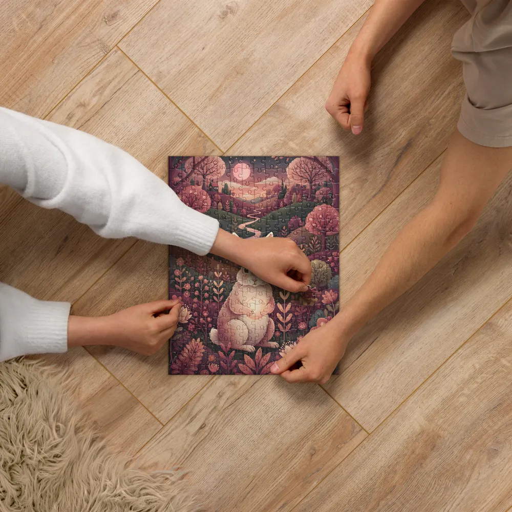 Whimsical Rabbit's Night Journey 
 Jigsaw Puzzle