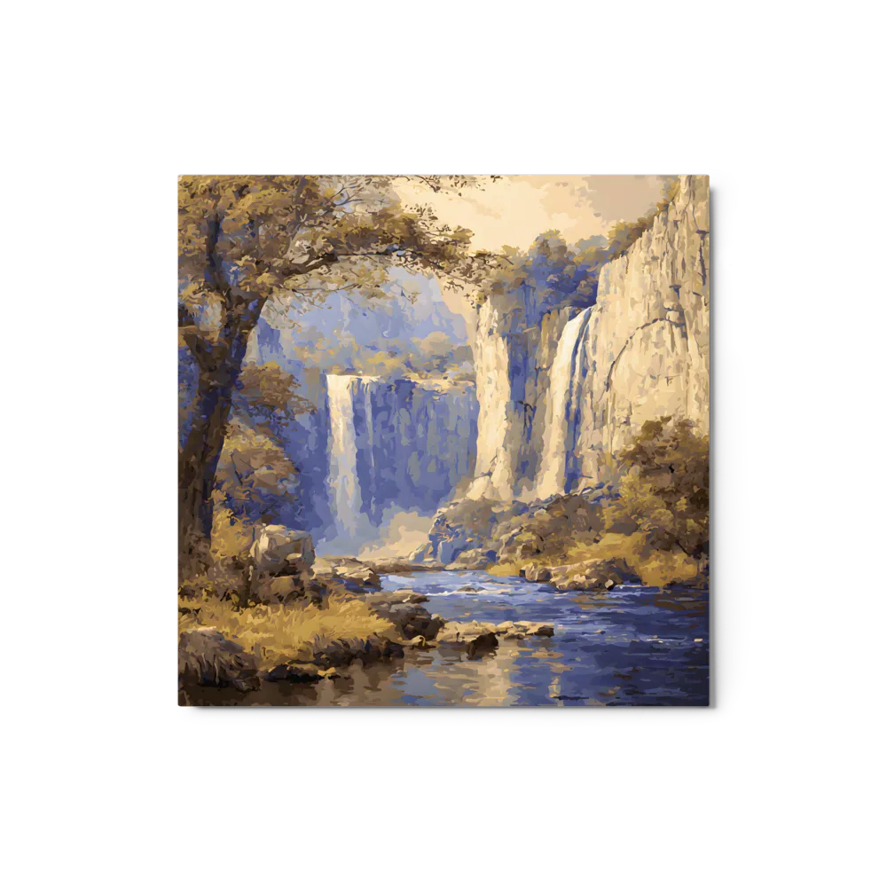 Blue-Gold Waterfall 
 Canvas | 14″x 14″