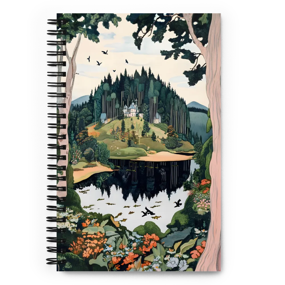 Tranquil Forest Lake Castle 
 Spiral Notebook | 140 pages