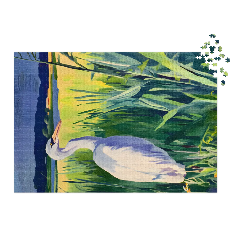 Heron in Green Grass
