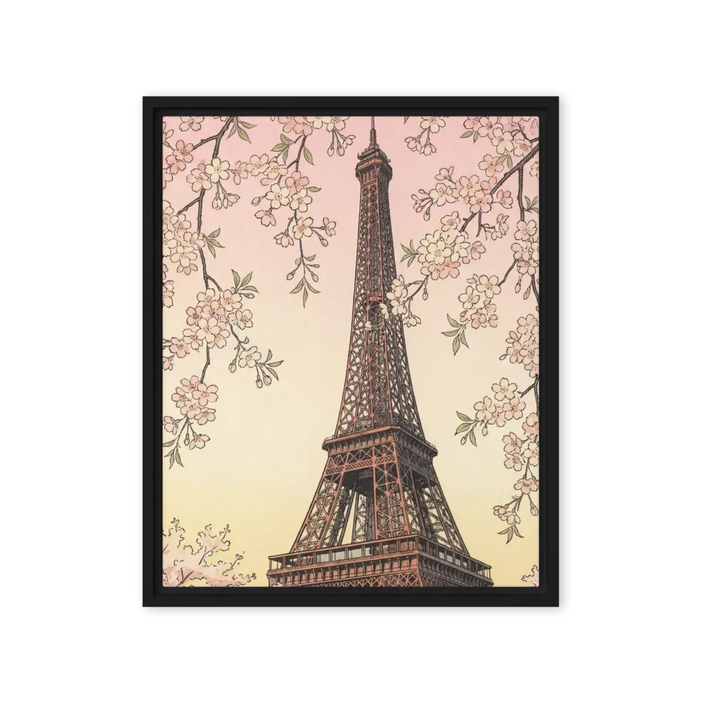 Springtime in Paris Ukiyo-e 
 Poster with White Frame | 12″x 16″