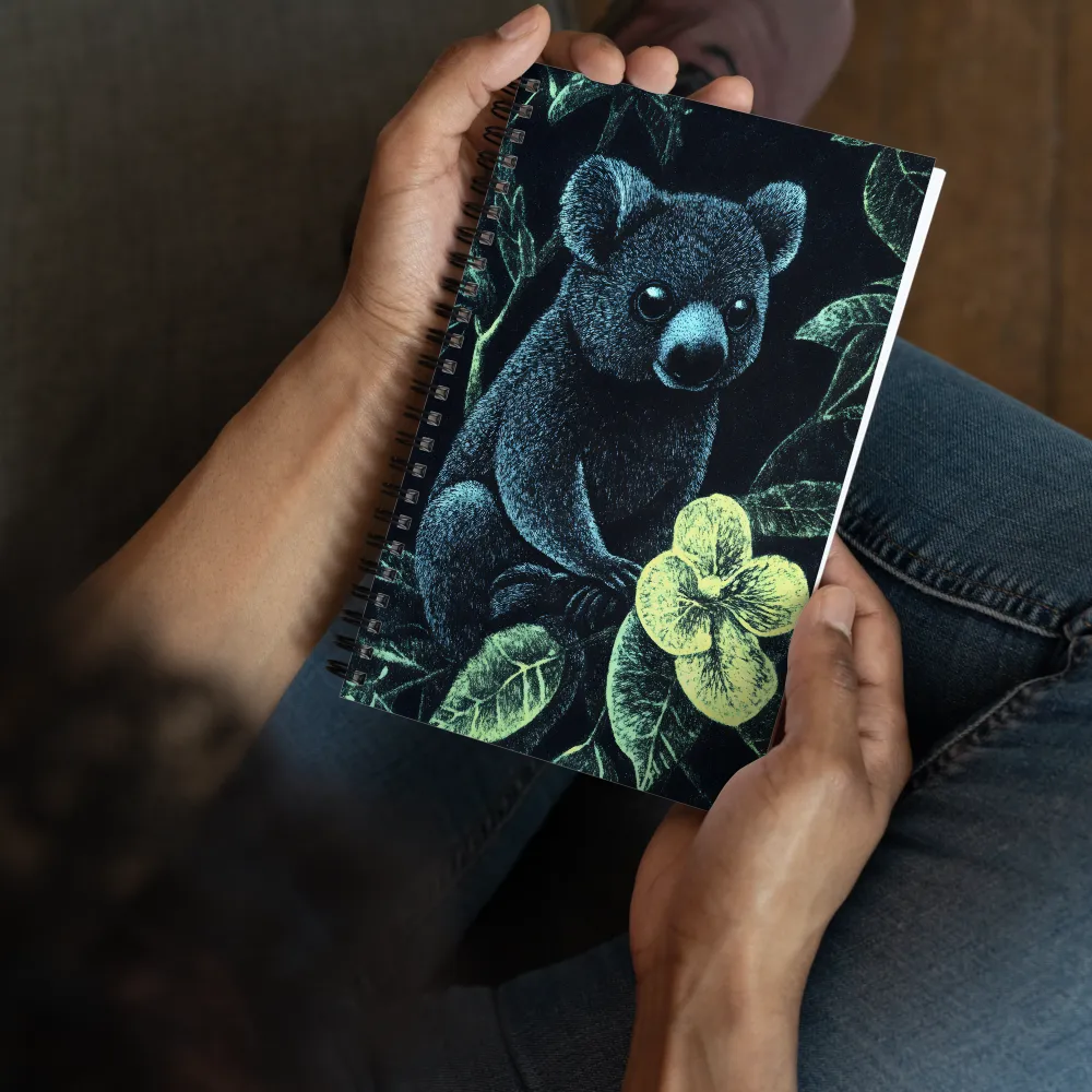Nocturnal Koala with Yellow Flower 
 Spiral Notebook | 140 pages