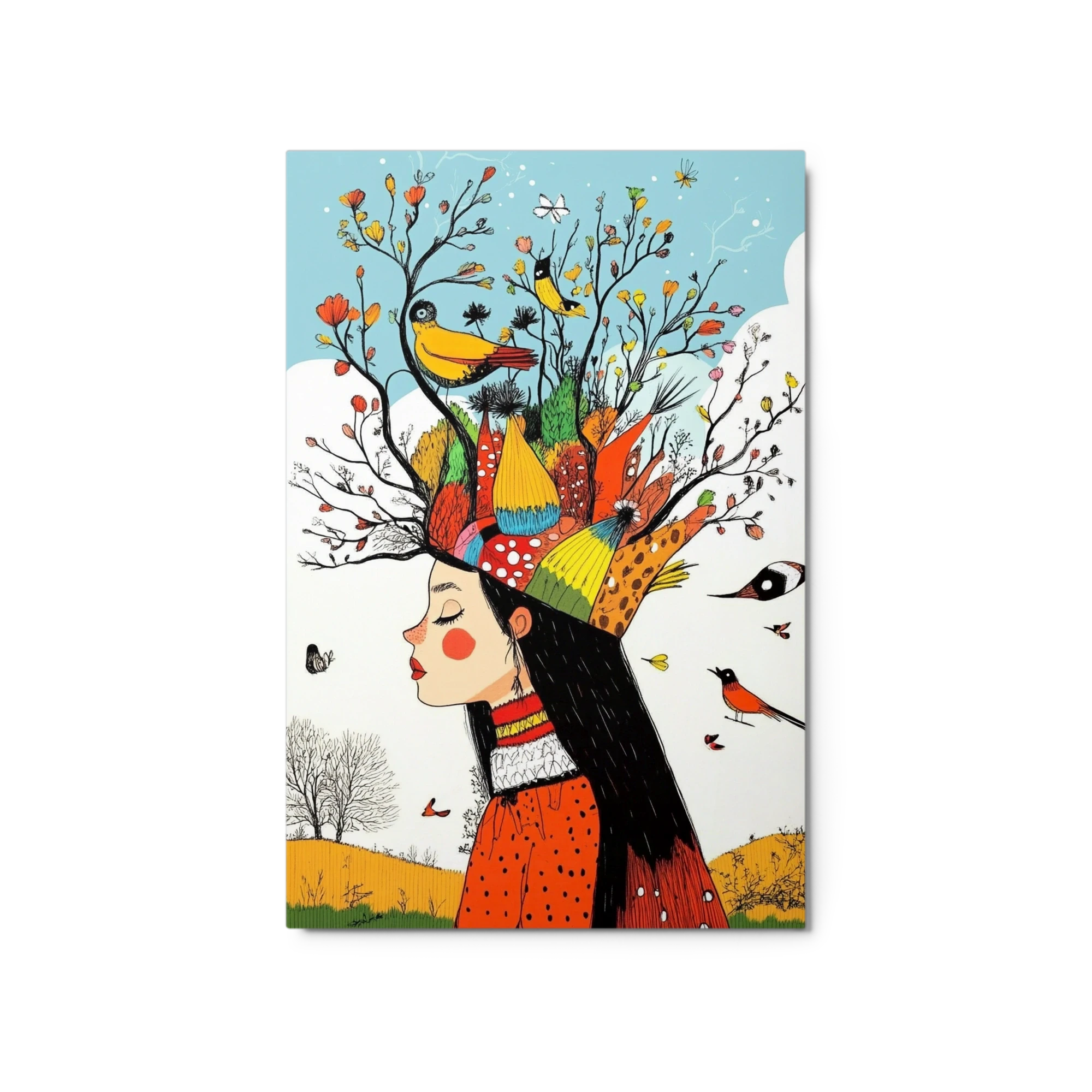 Whimsical Woman with Nature Hair