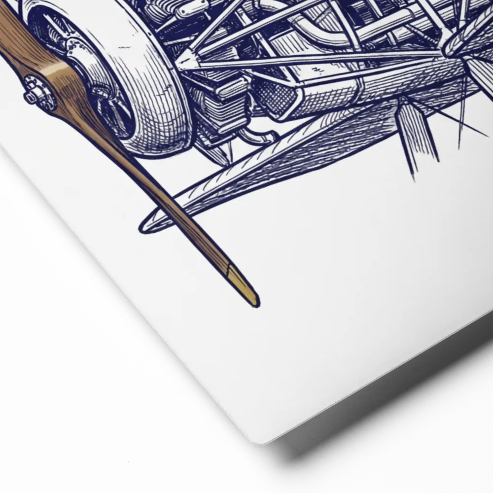 Vintage Biplane Blueprint 
 Poster with White Frame | 12″x 16″
