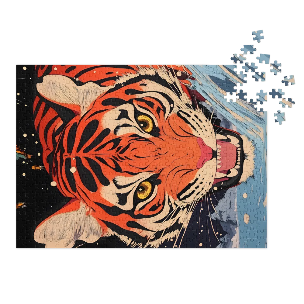 Tigre Rugindo Neo-Ukiyo-e 
 Puzzle em caixa de metal