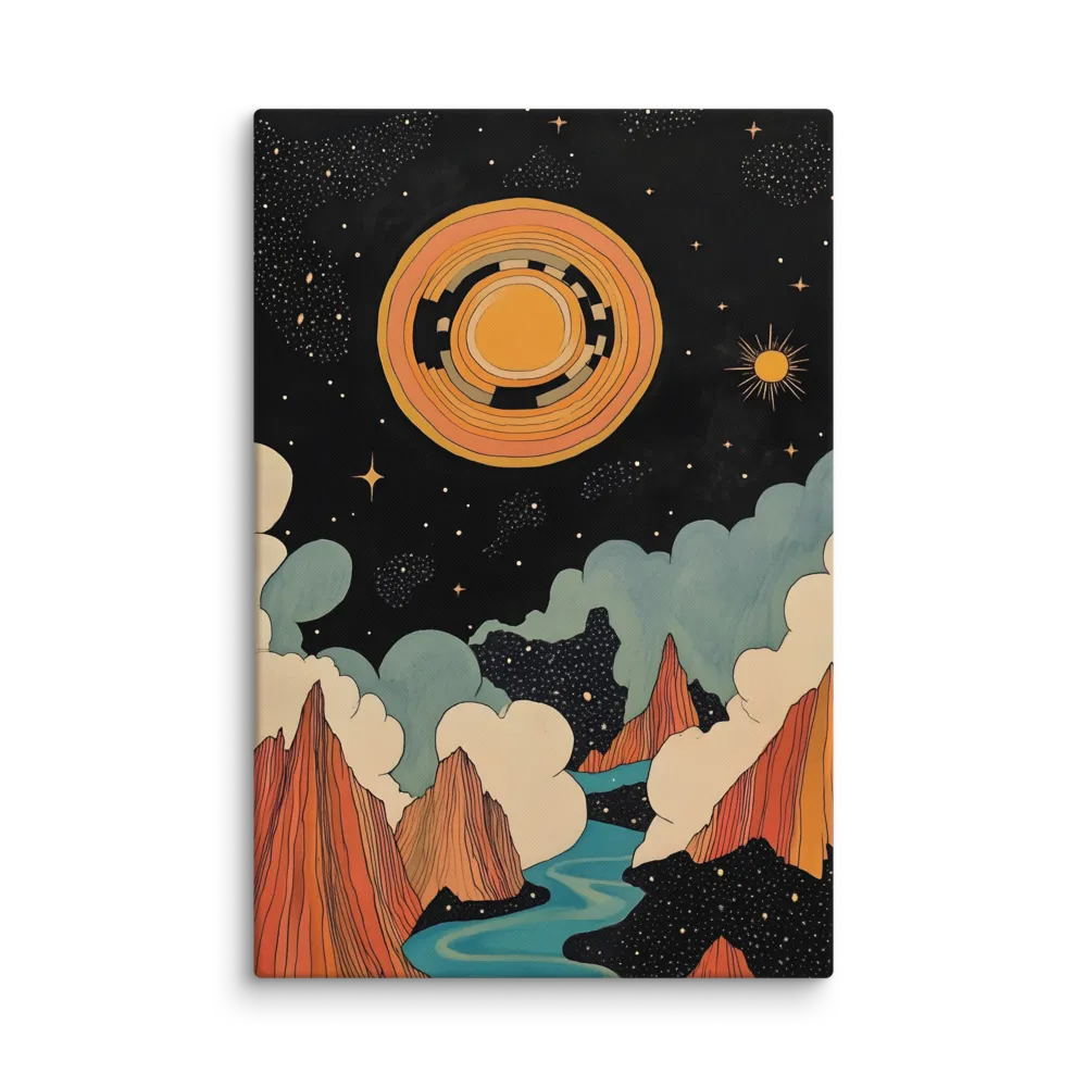 Psychedelic Cosmic River Valley 
 Canvas | 40″x 60″