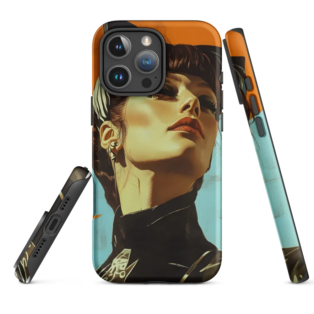 Confident Woman Portrait in Orange and Blue