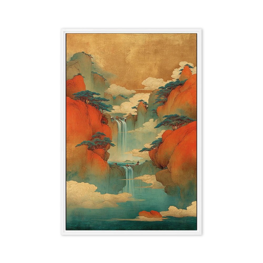 Golden Shanshui Waterfall | Art Print