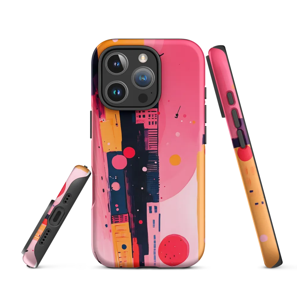 Abstract Cityscape with Pink Tones