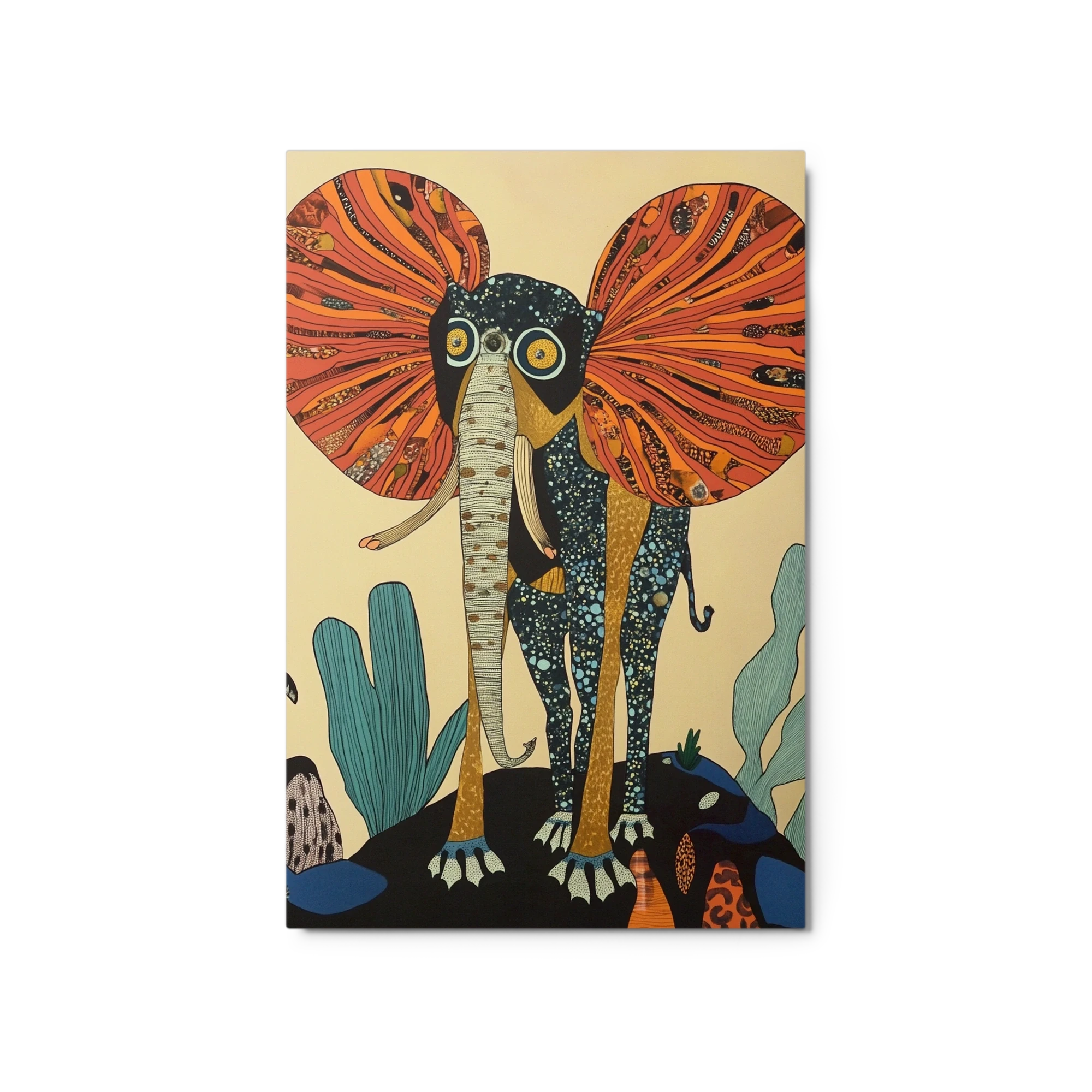 Stylized Elephant with Tropical Background