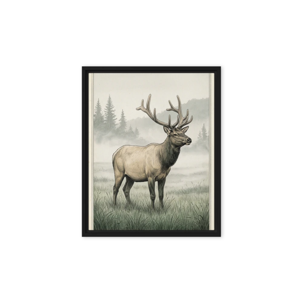 Elk in Misty Clearing | Art Print