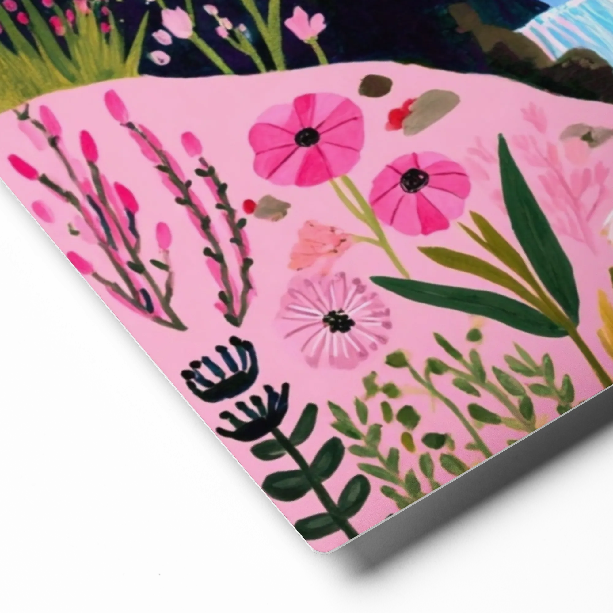 Pink Meadow Waterfall 
 Canvas | 8″x 8″