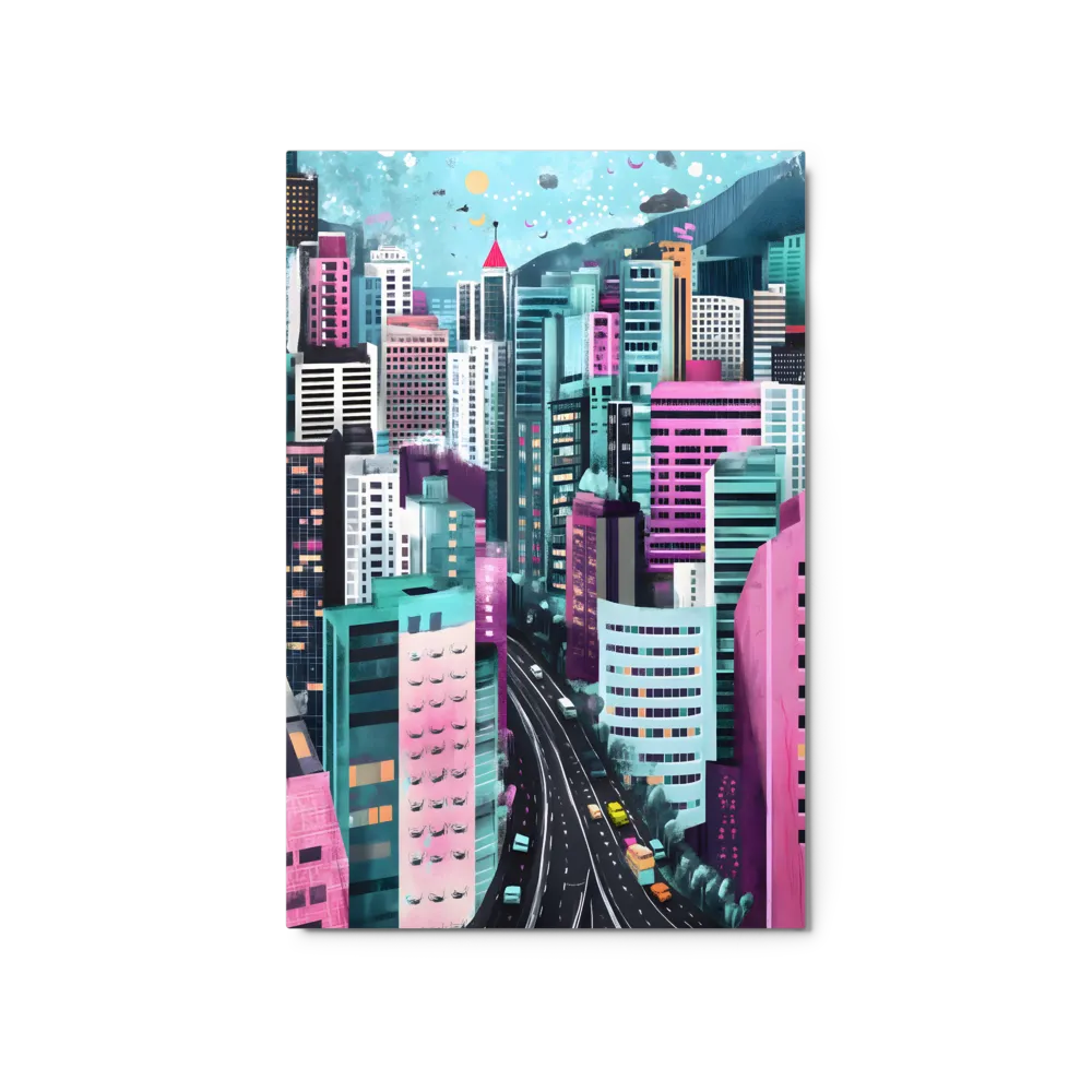 Vibrant Cityscape Dream 
 Canvas with White Frame