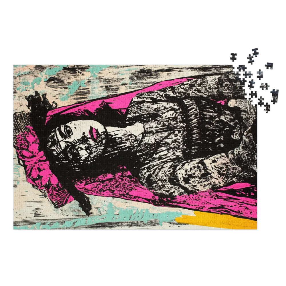 Retrato Magenta Estilizado 
 Puzzle em caixa de metal