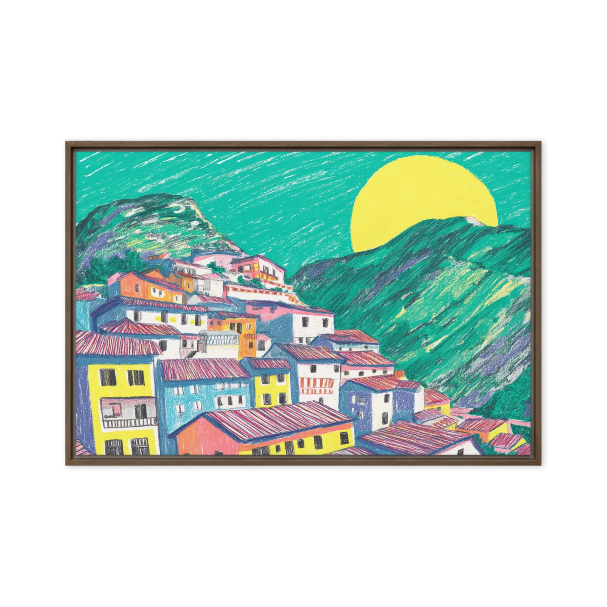 Colorful Hillside Village | Art Print