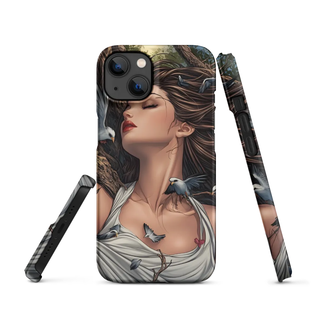Serene Woman Surrounded by Birds | Phone Case