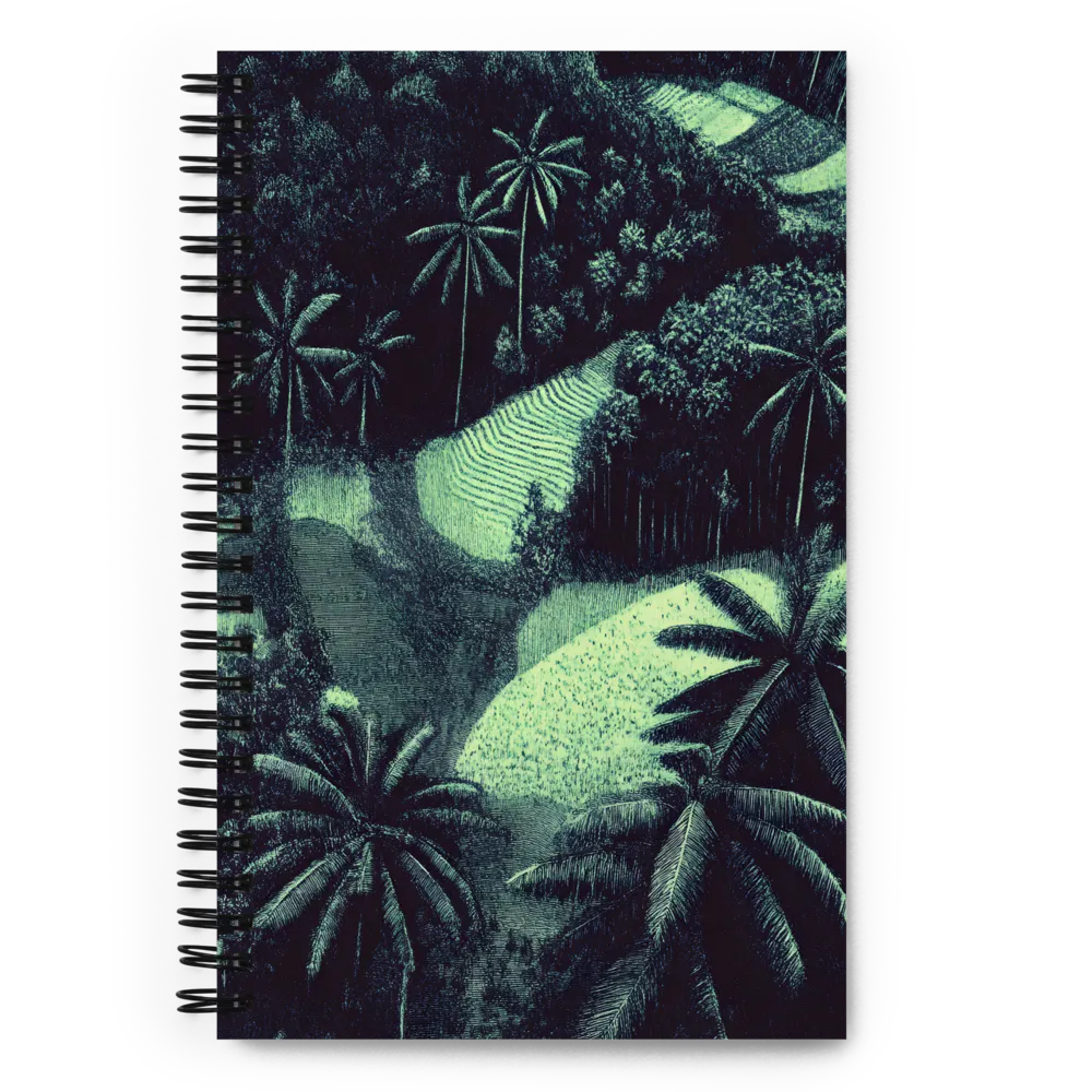 Engraved Tropical Landscape 
 Spiral Notebook | 140 pages