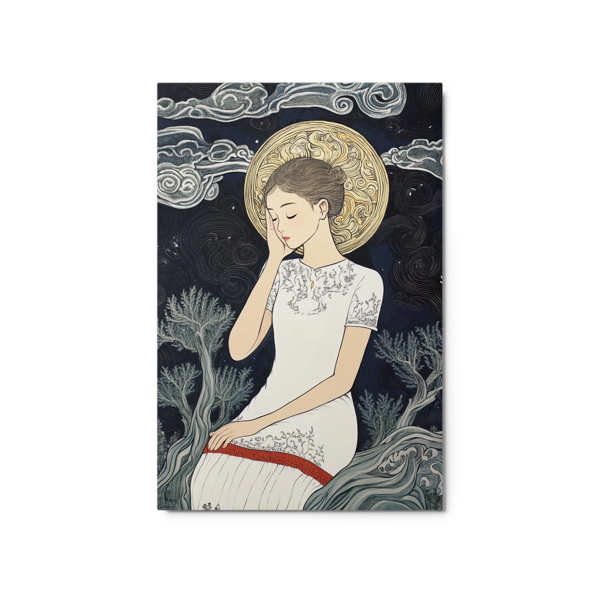 Woman in Nature with Moon