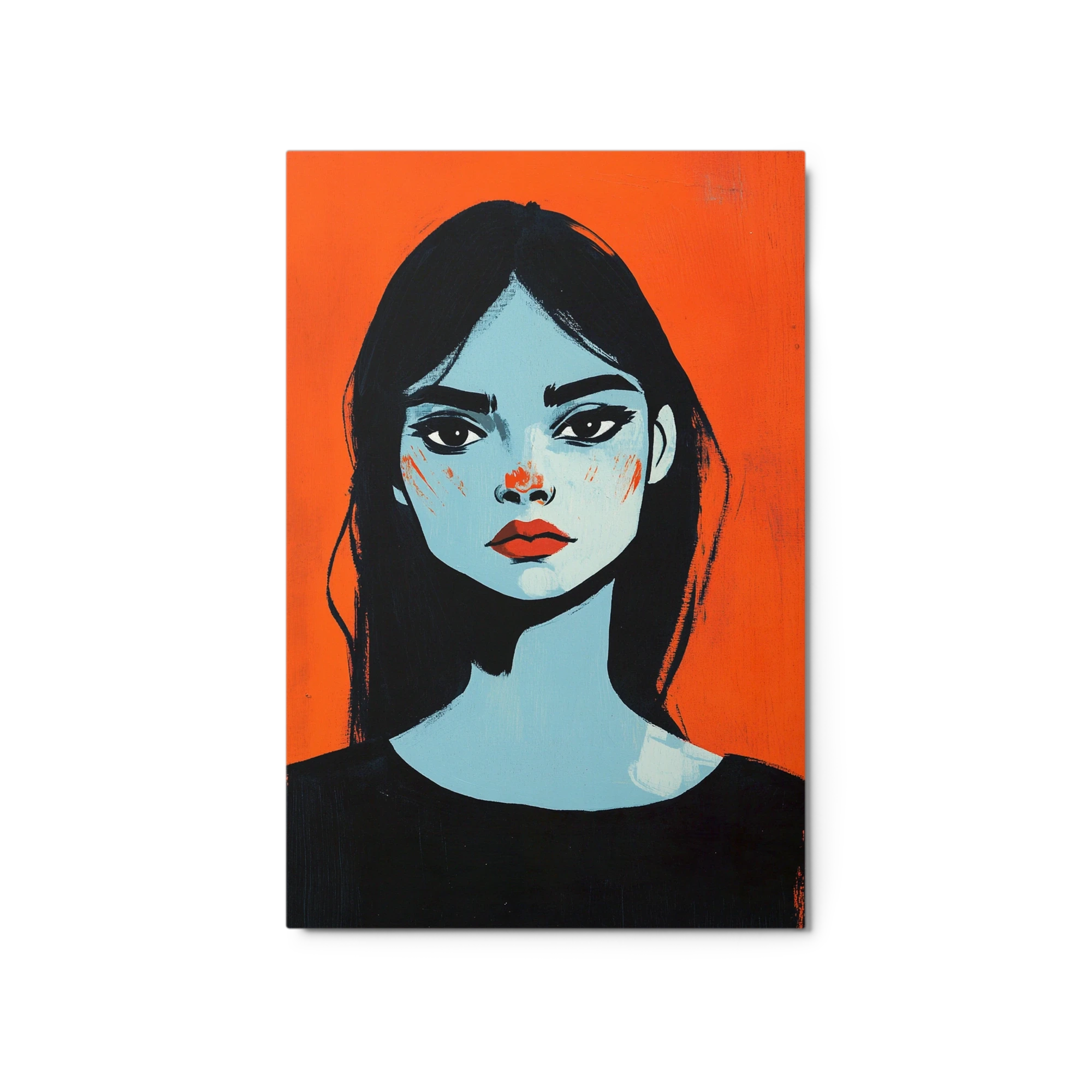Blue Portrait on Orange Background