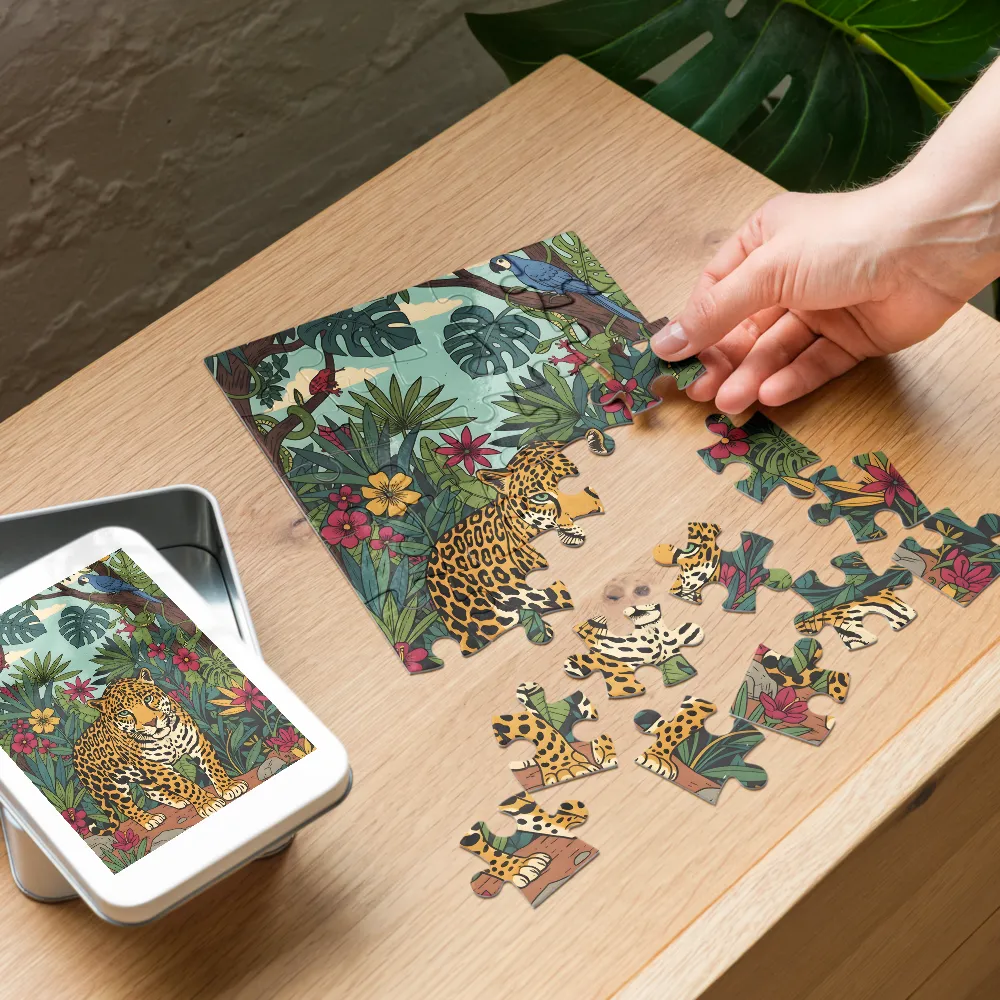 Watchful Jaguar 
 Jigsaw Puzzle in Tin Box