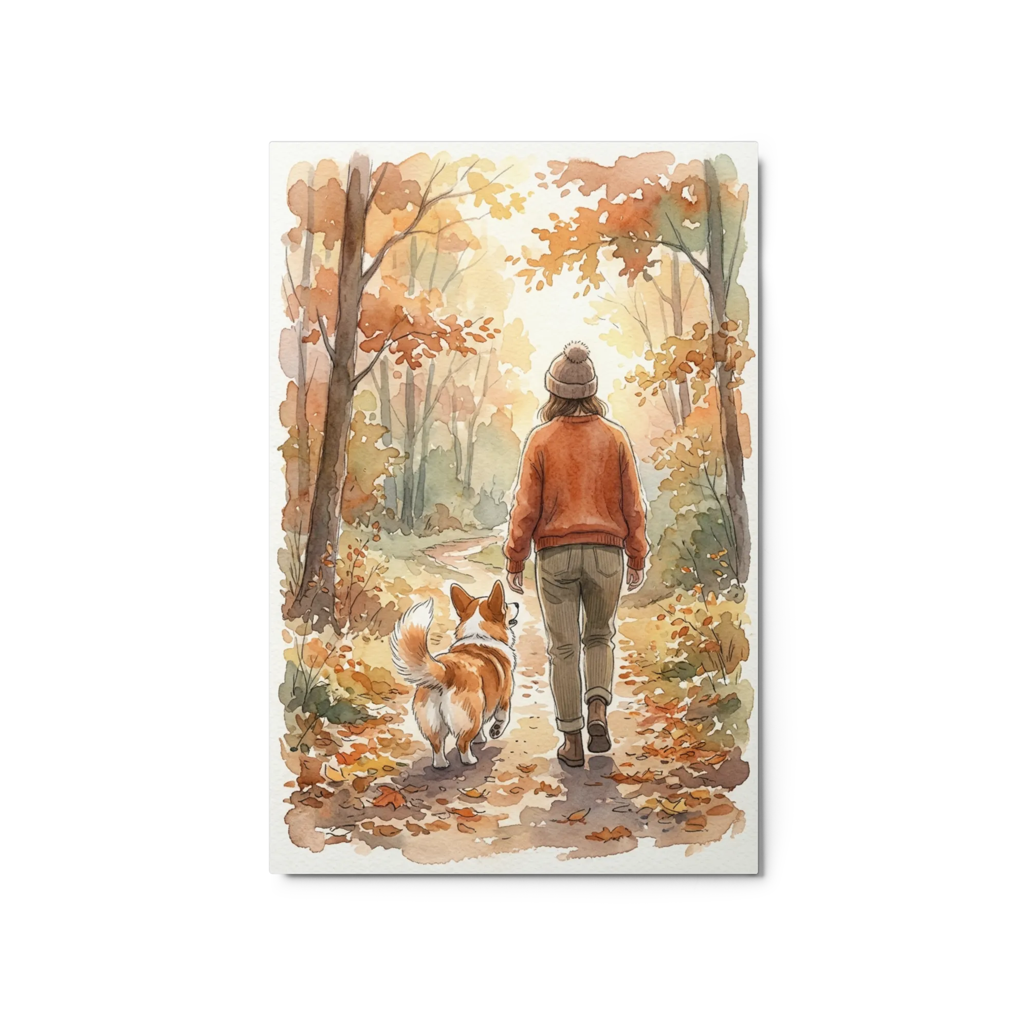 Autumn Walk with Corgi