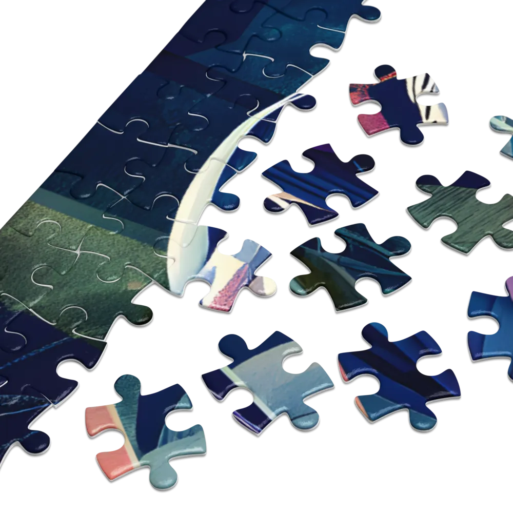 Geometric Blue Heron 
 Jigsaw Puzzle in Tin Box