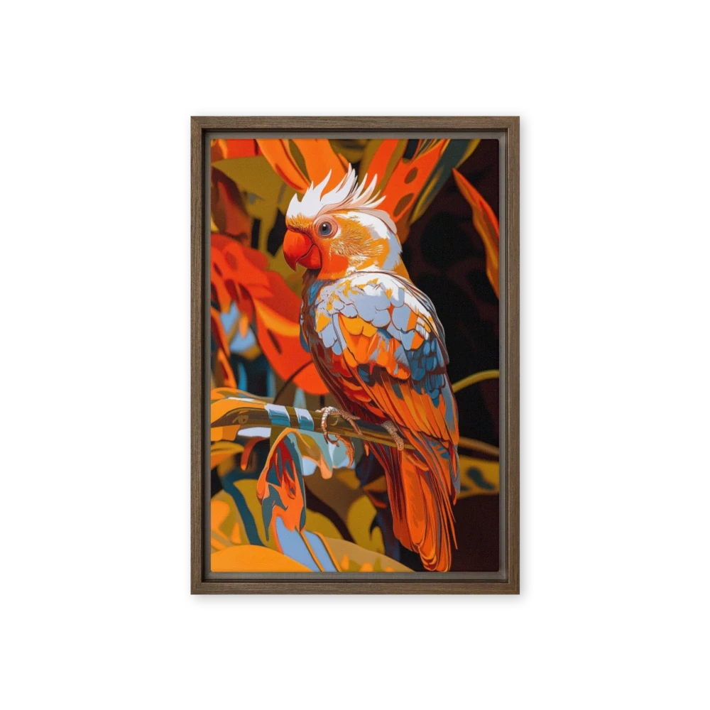 Digital Parrot with Abstract Foliage