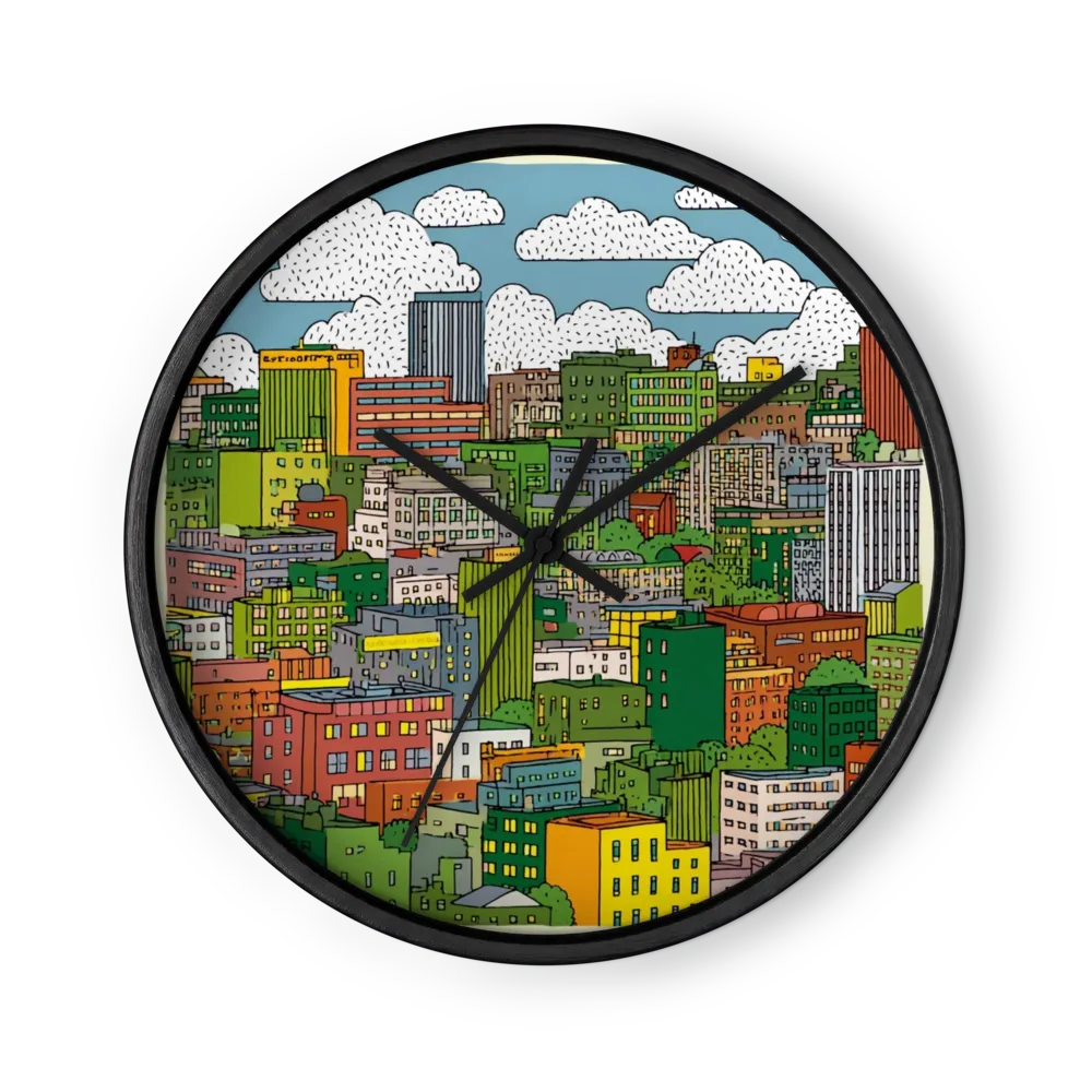 Paysage Urbain Dense et Nuages | Horloge murale