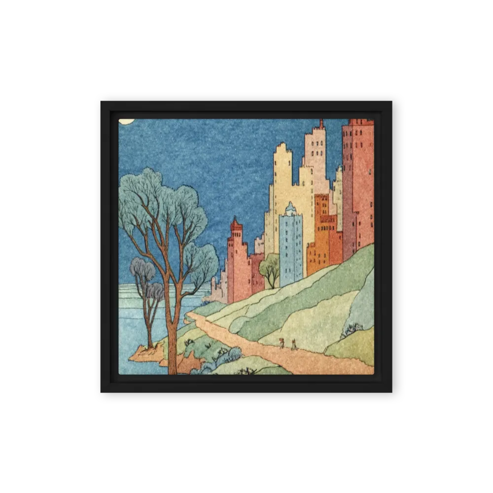 Moonlit Citadel 
 Poster with Red oak Frame | 18″x 18″