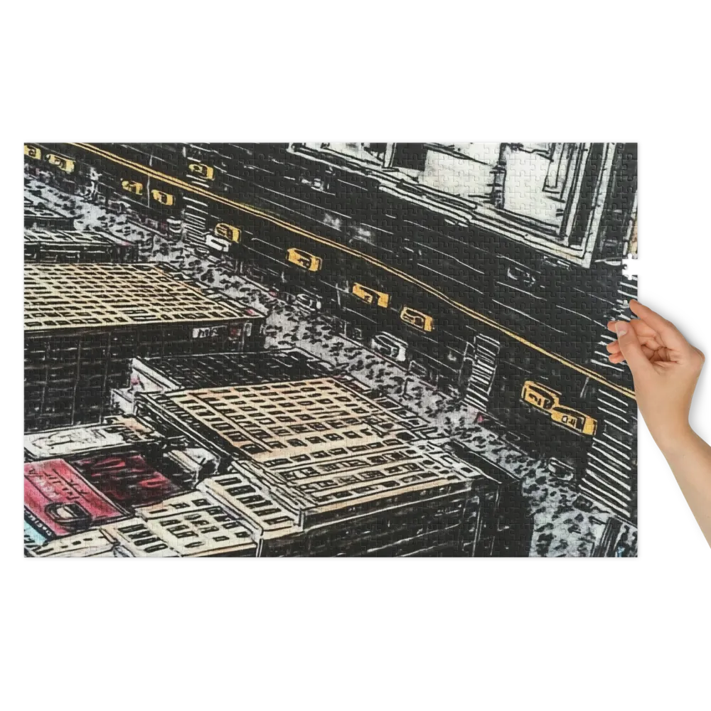 Aerial Cityscape with Yellow Taxis | Jigsaw Puzzle (252/520 pieces)