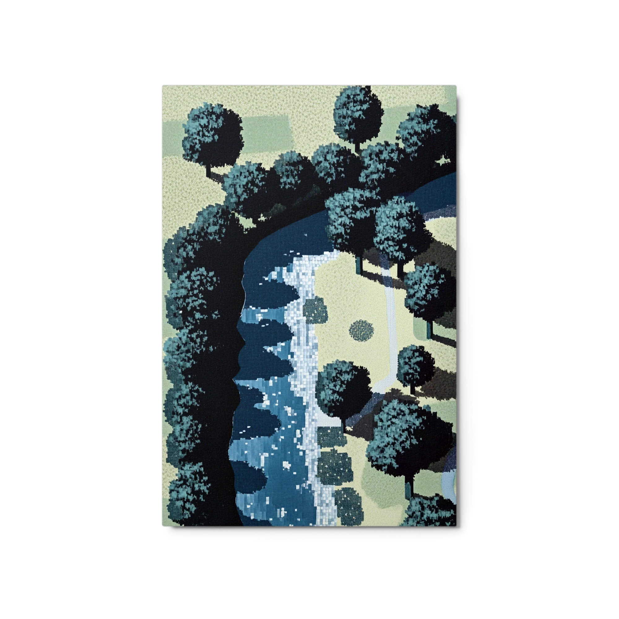 Pixel Art Landscape with River and Trees
