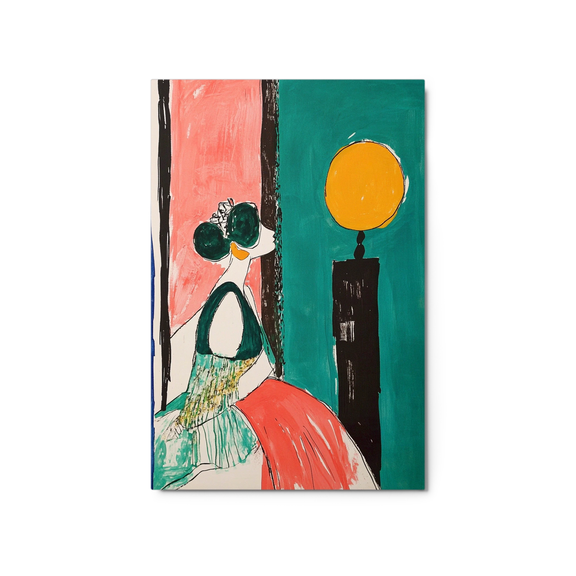 Abstract Artwork of Woman Beside Lamp