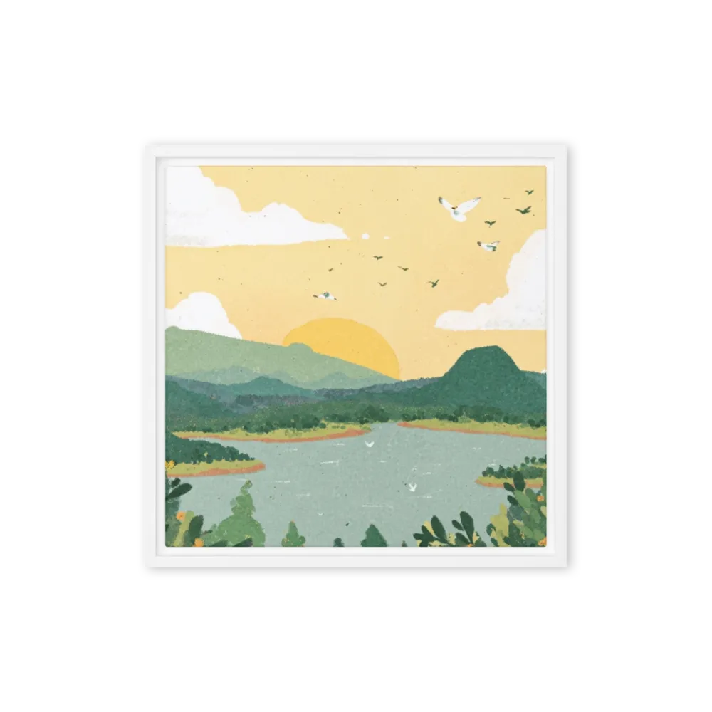 Golden Hour Over the Lake 
 Canvas | 8″x 8″