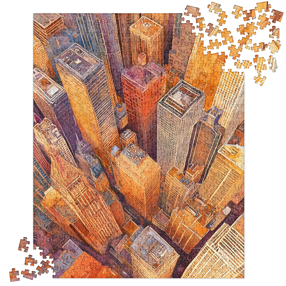 Urban Symphony in Orange and Purple | Jigsaw Puzzle | 252 pieces