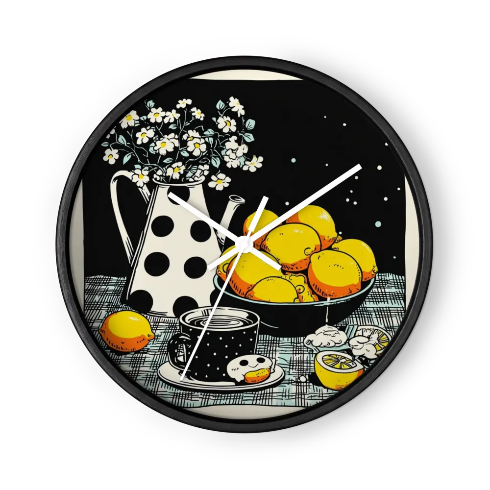 Psychedelic Lowbrow Blockprint Wall Clocks — Black, White and Yellow