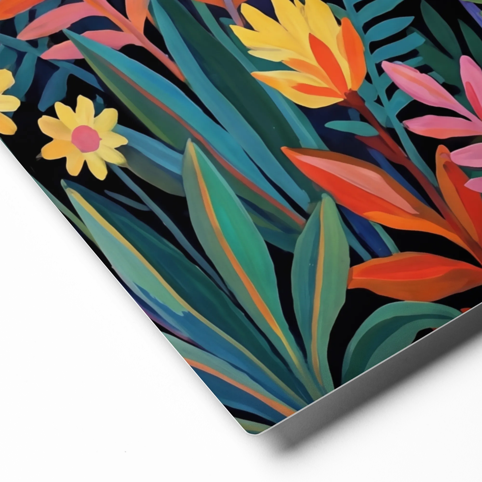 Nocturnal Panther in Tropical Foliage 
 Paper Print With Black Frame & Mat | 12″x 18″