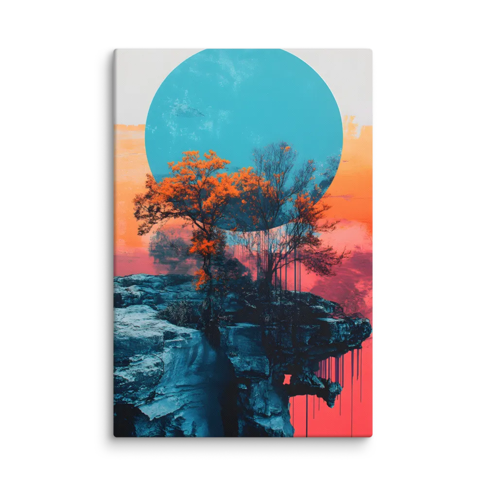 Layered Horizon 
 Canvas with Brown Frame