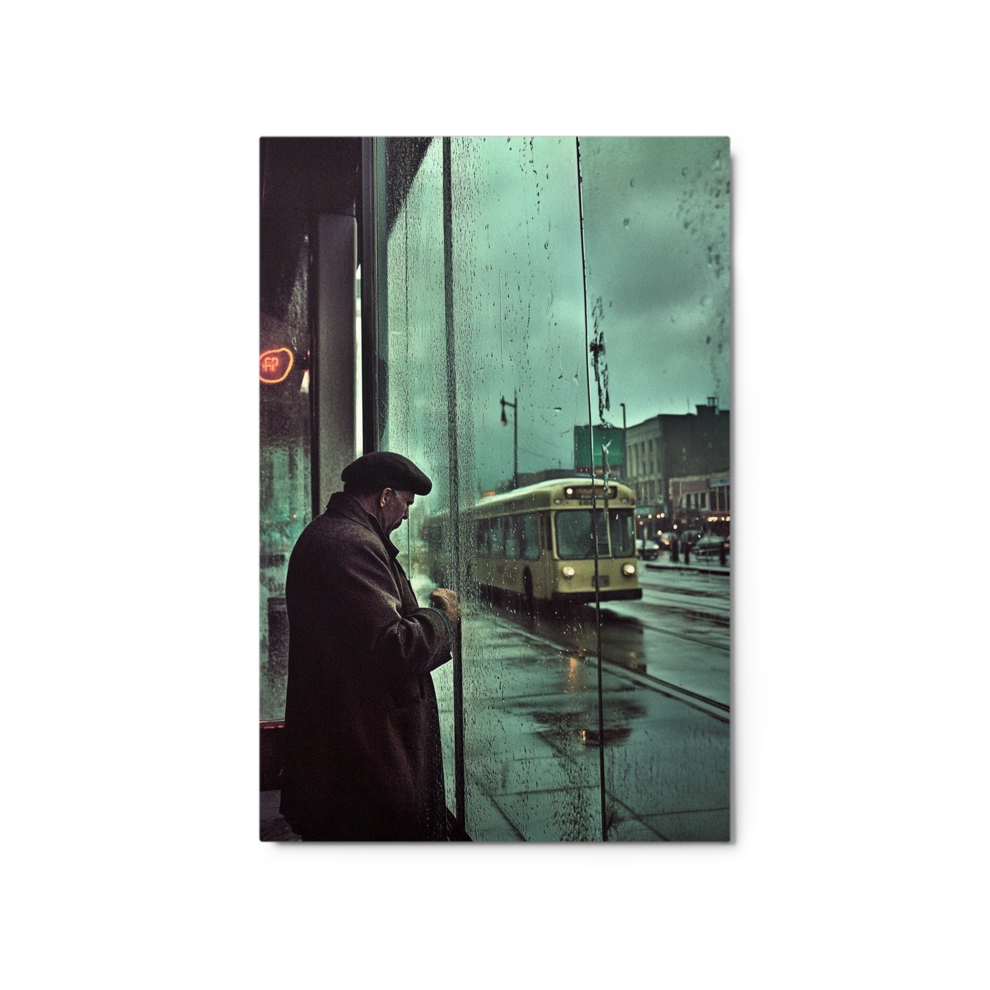Contemplative Man by Window in Rain