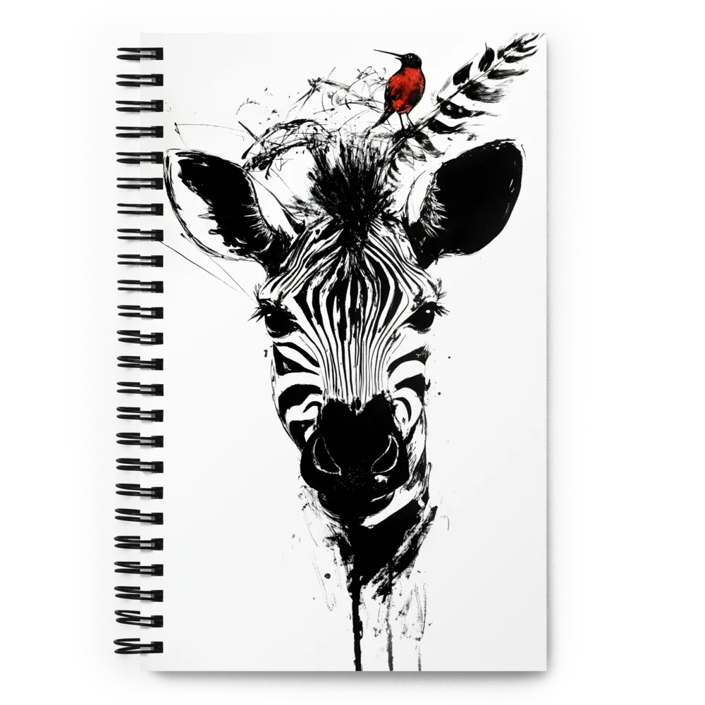 Zebra with Red Bird 
 Spiral Notebook | 140 pages