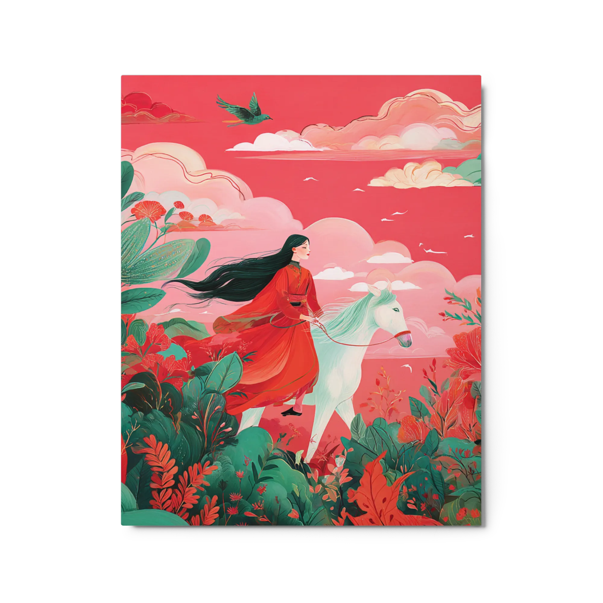 Woman on Horseback in Fantastical Landscape