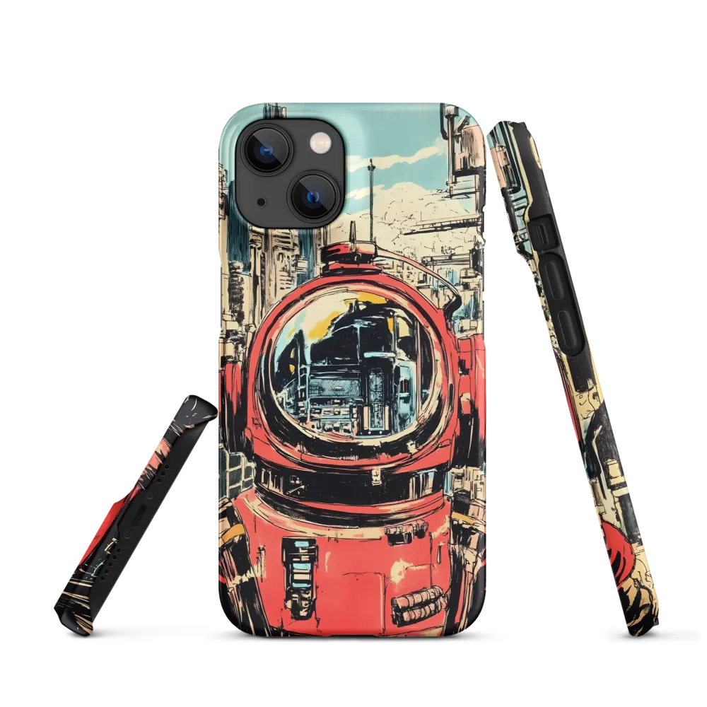 Astronaut with Red Suit in Futuristic City | Phone Case